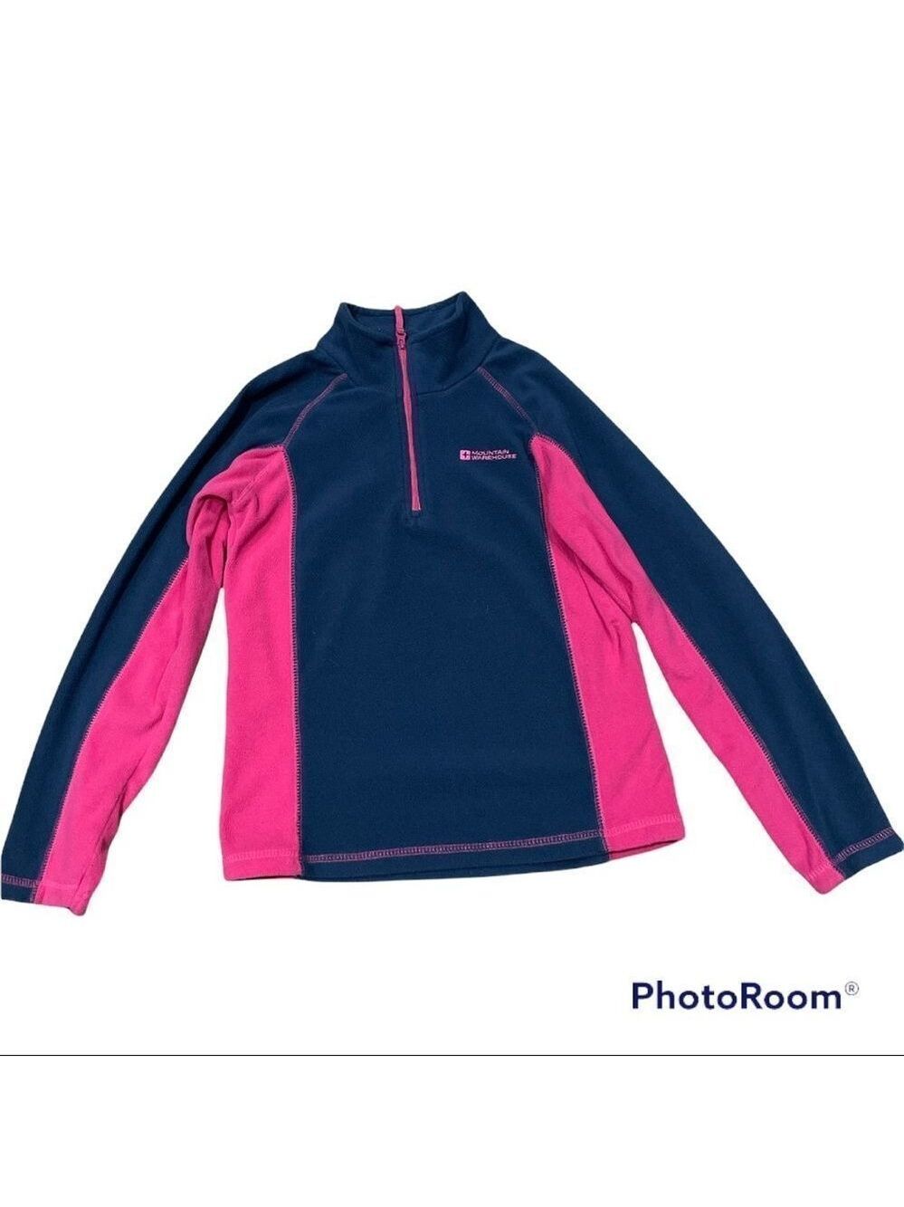 Mountain Warehouse Girls Navy Blue & Pink 1/4 Zip Fleece Size 10